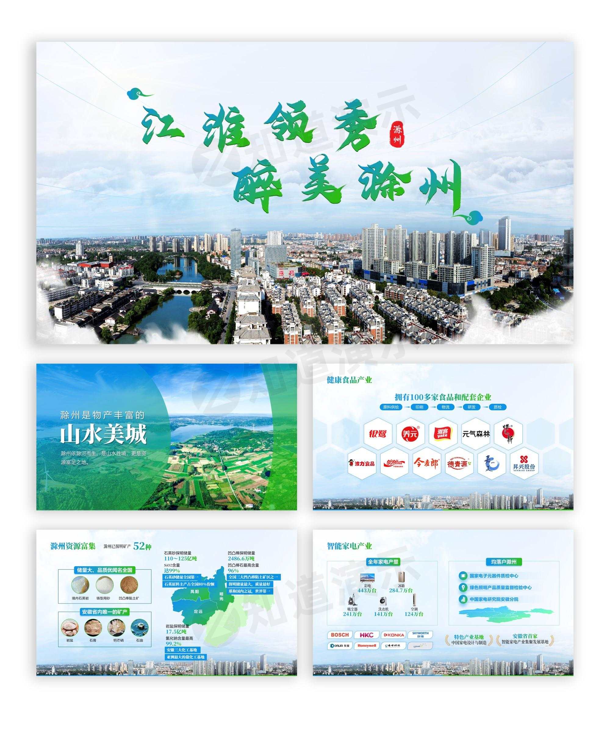 滁州：绿色大气商务风PPT案例展示插图知道演示